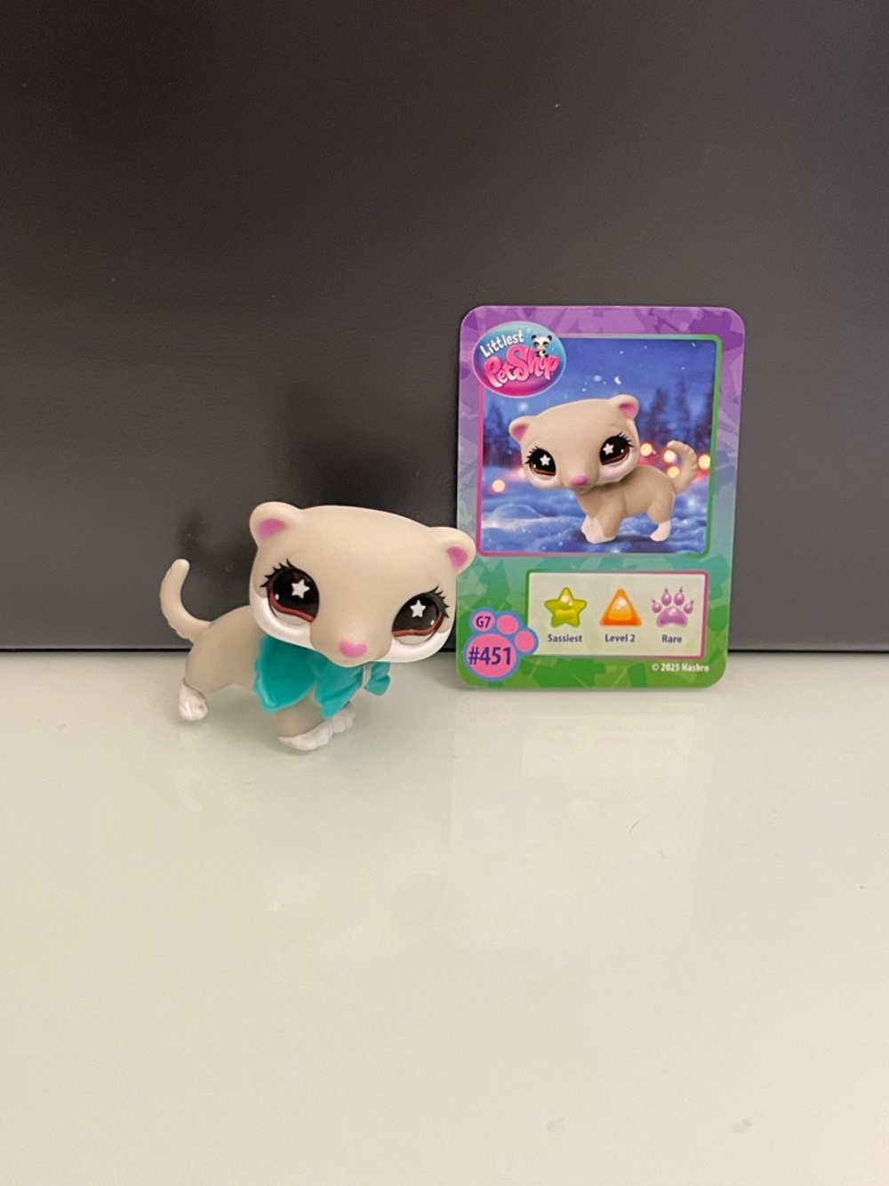 RARE Littlest Pet Shop G7 Ferret #451 + Collector Card & Accessory